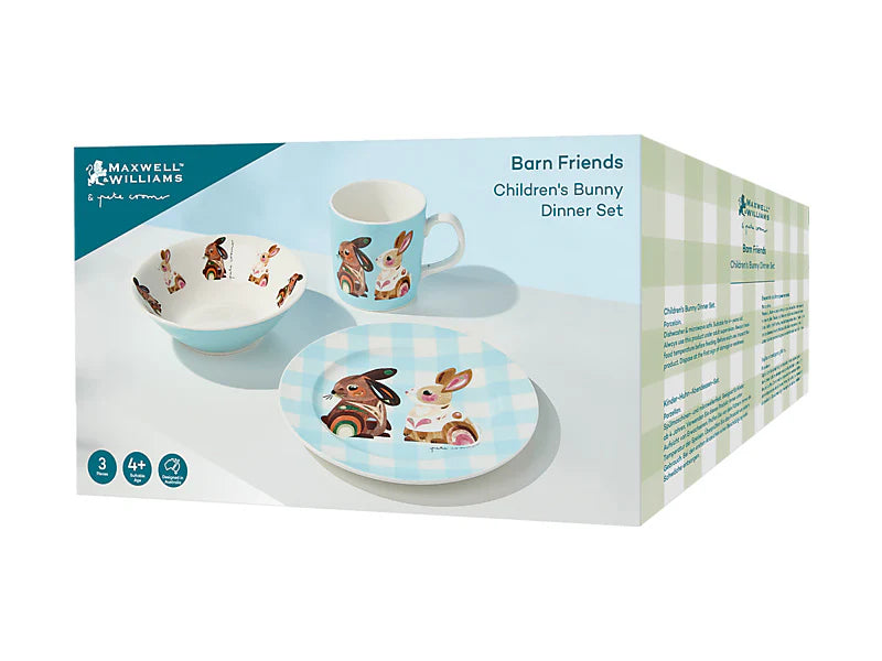 Pete Cromer Barn Friends Childrens 3pc Dinner Set Bunny Gift Boxed