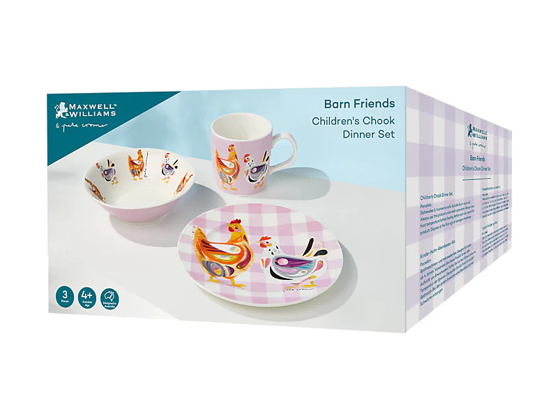 Pete Cromer Barn Friends Childrens 3pc Dinner Set Chook Gift Boxed