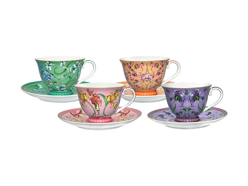 Estelle Michaelides Mystique Tall Cup and Saucer 230ML Set of 4 Assorted Gift Boxed