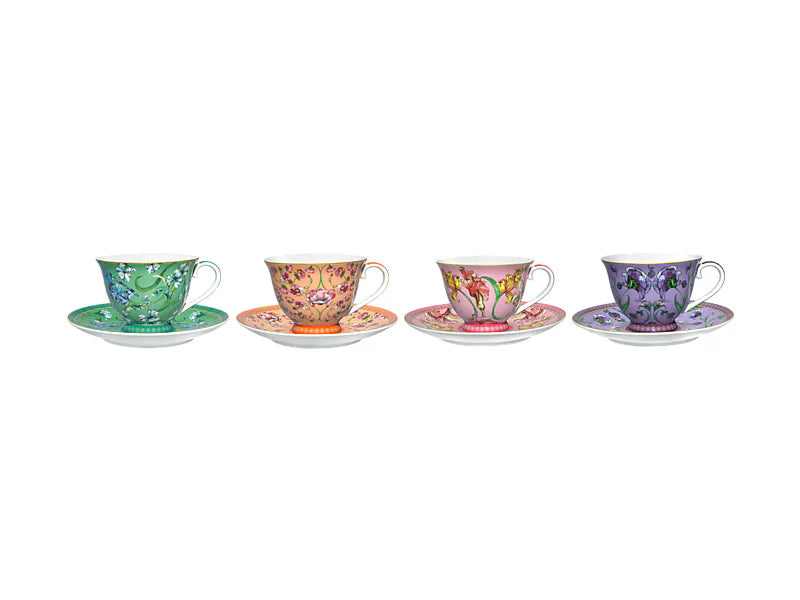 Estelle Michaelides Mystique Tall Cup and Saucer 230ML Set of 4 Assorted Gift Boxed