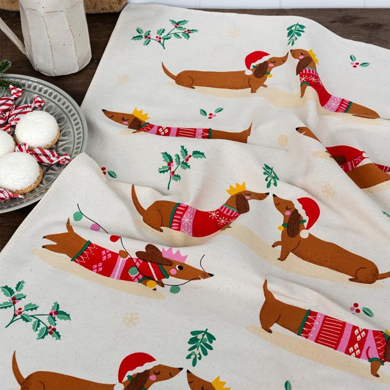 Xmas Sausage Cotton Tea Towel