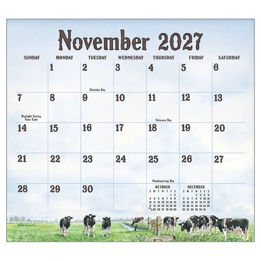 Cow In The Meadow 2027 Calendar