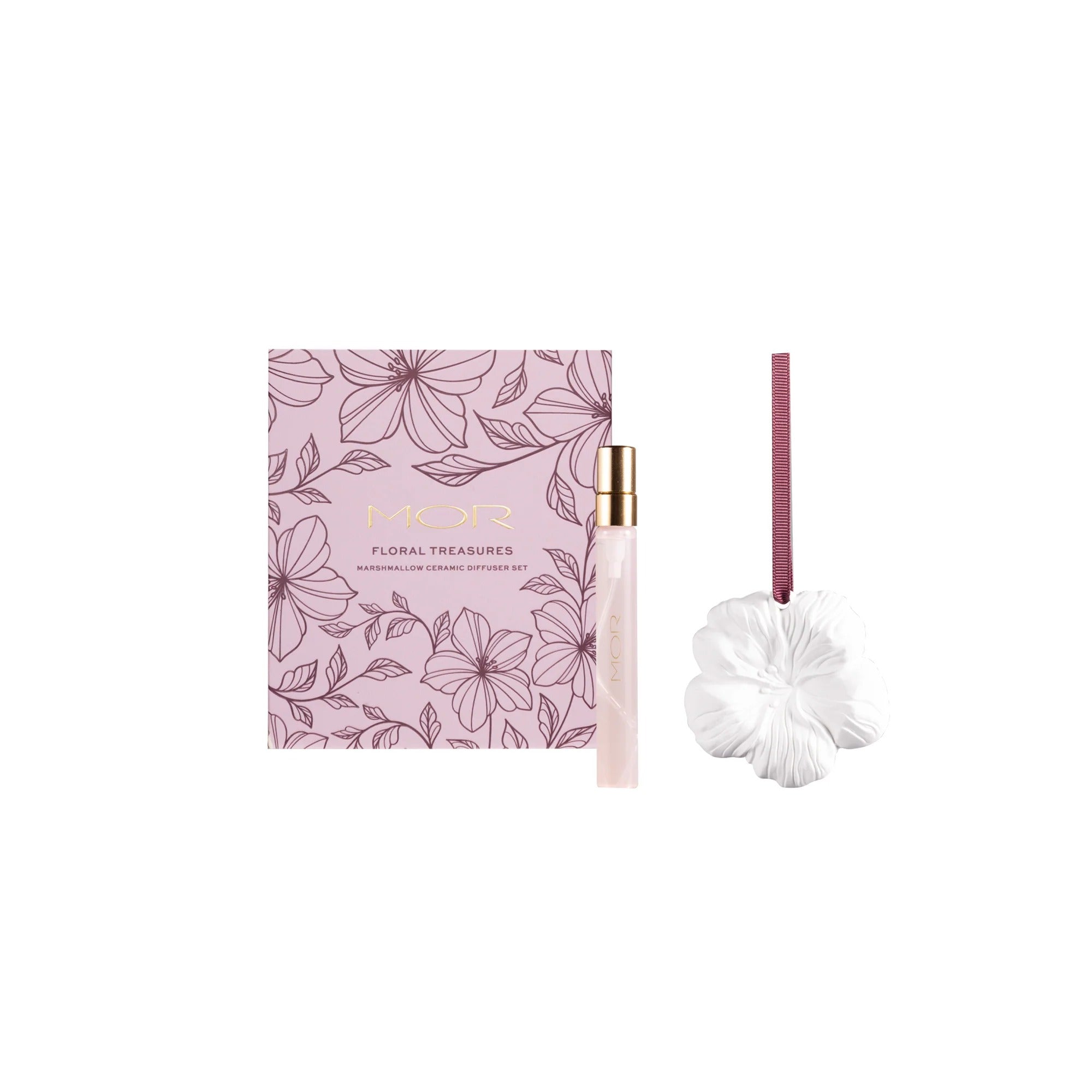 Floral Treasures Marshmallow Ceramic Diffuser Set