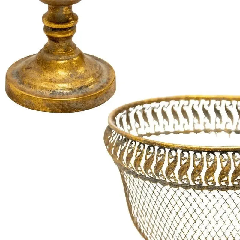 Golden Net Elegance Lustre Footed Bowl