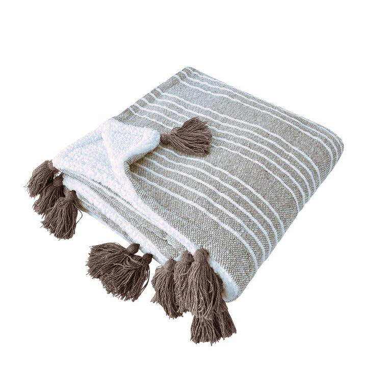 Mandy Stripe Throw Taupe & Ivory 130x170 cm
