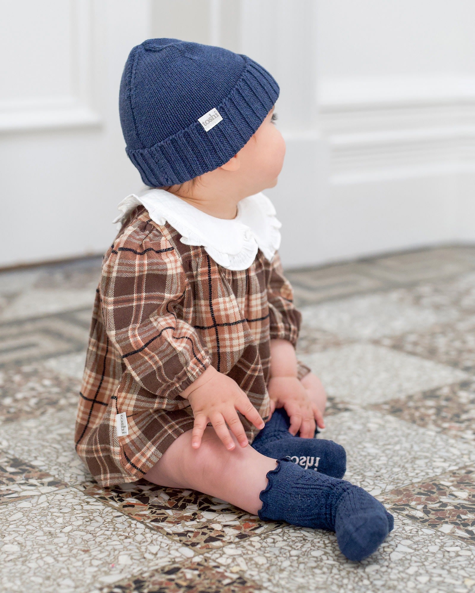 Organic Socks Knee Frilly Lace Ink 2-3 Yrs