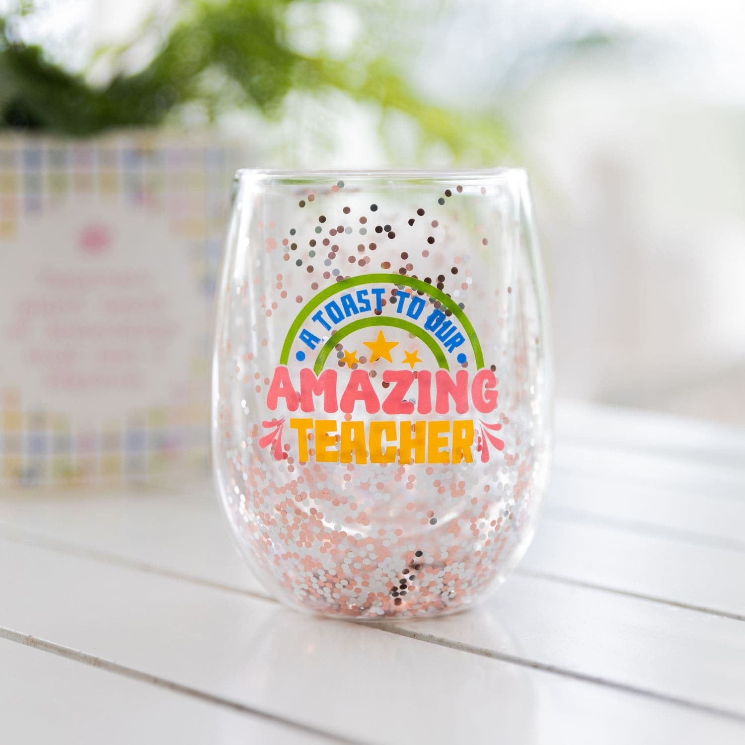 Teacher Amazing Glitter Wine Glass