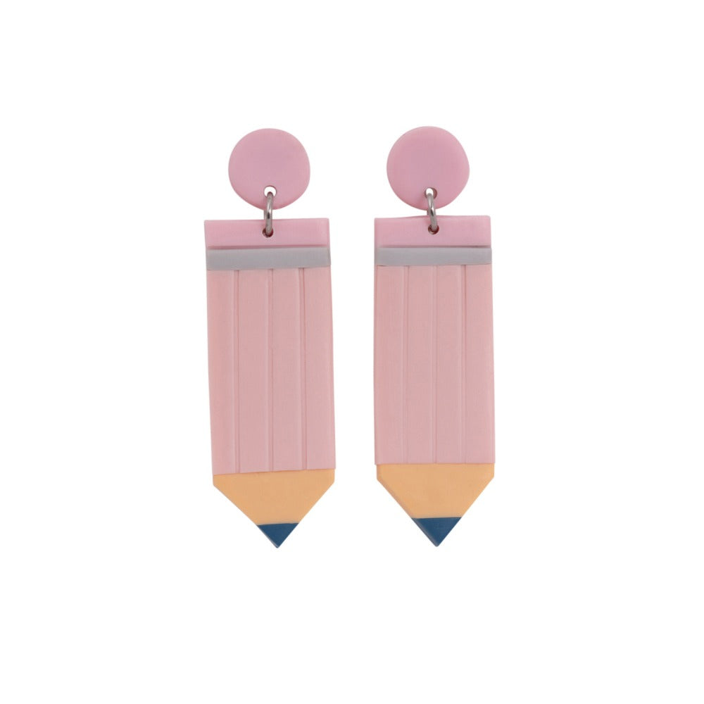 Teacher Pink Pencil Earrings