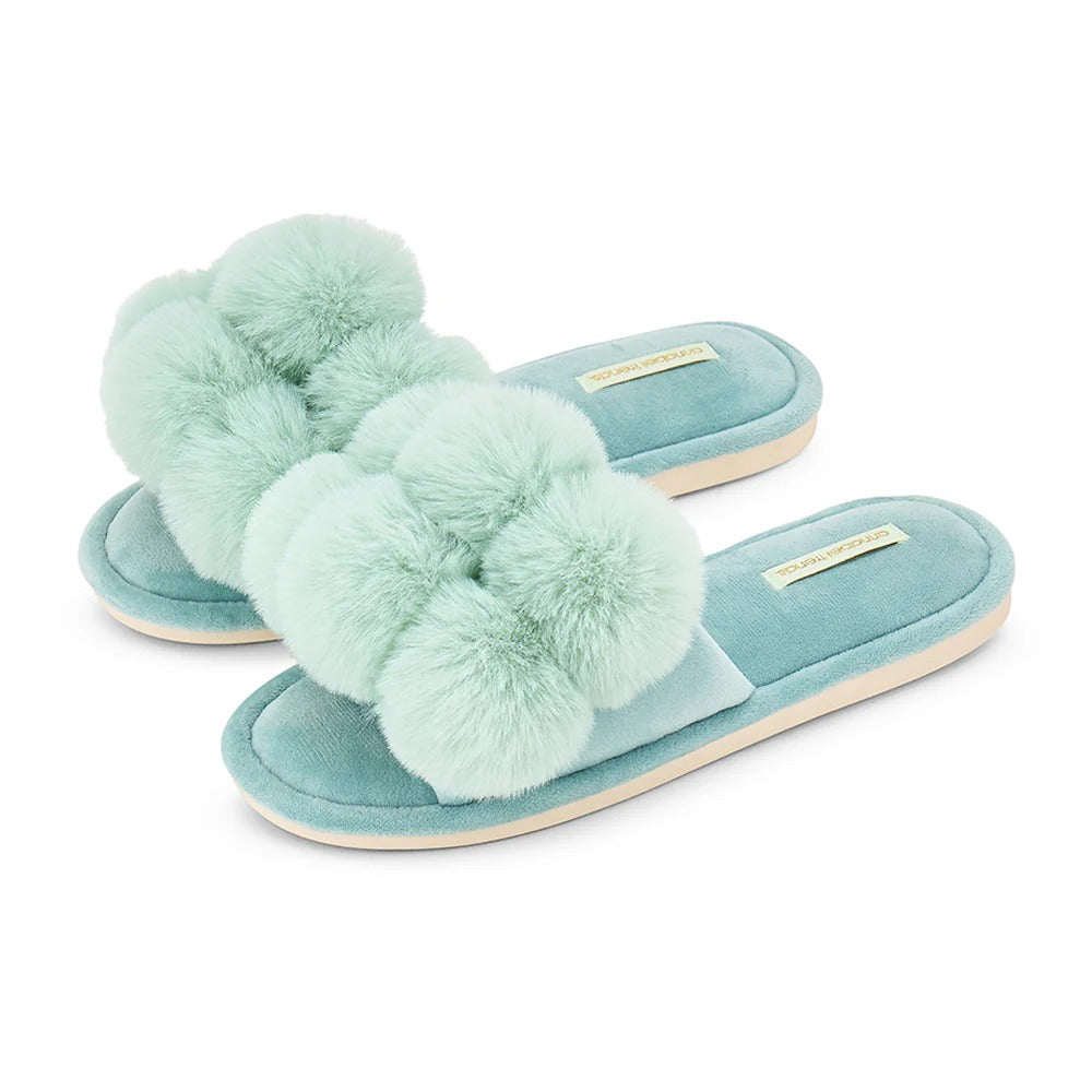 Pom Pom Slippers Green Mist S/M