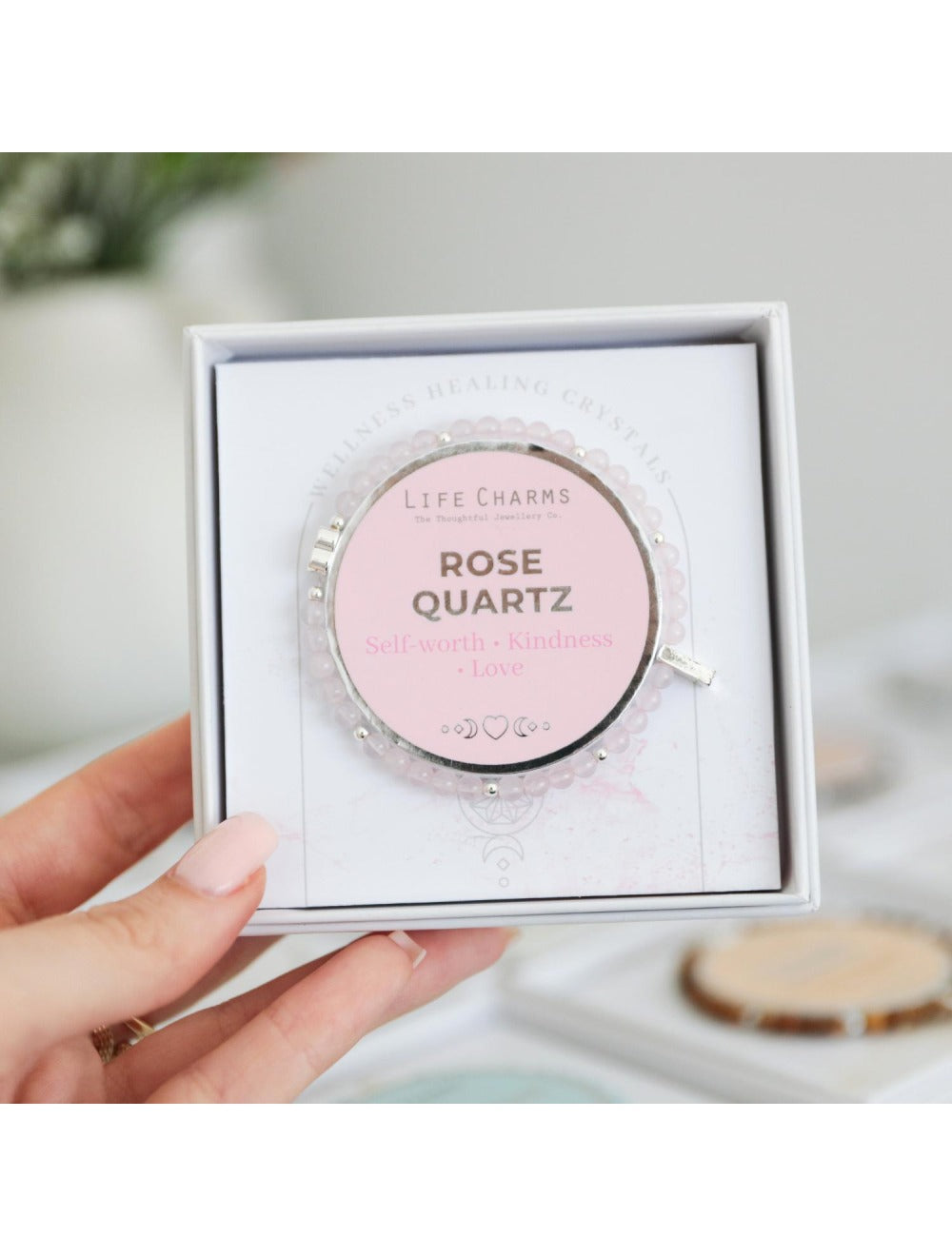 Life Charms Healing Stones Rose Quartz Bracelet