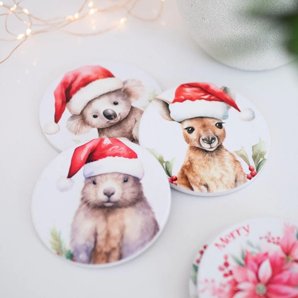 Christmas Koala Ceramic Coaster
