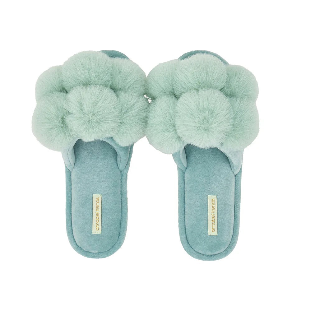Pom Pom Slippers Green Mist S/M