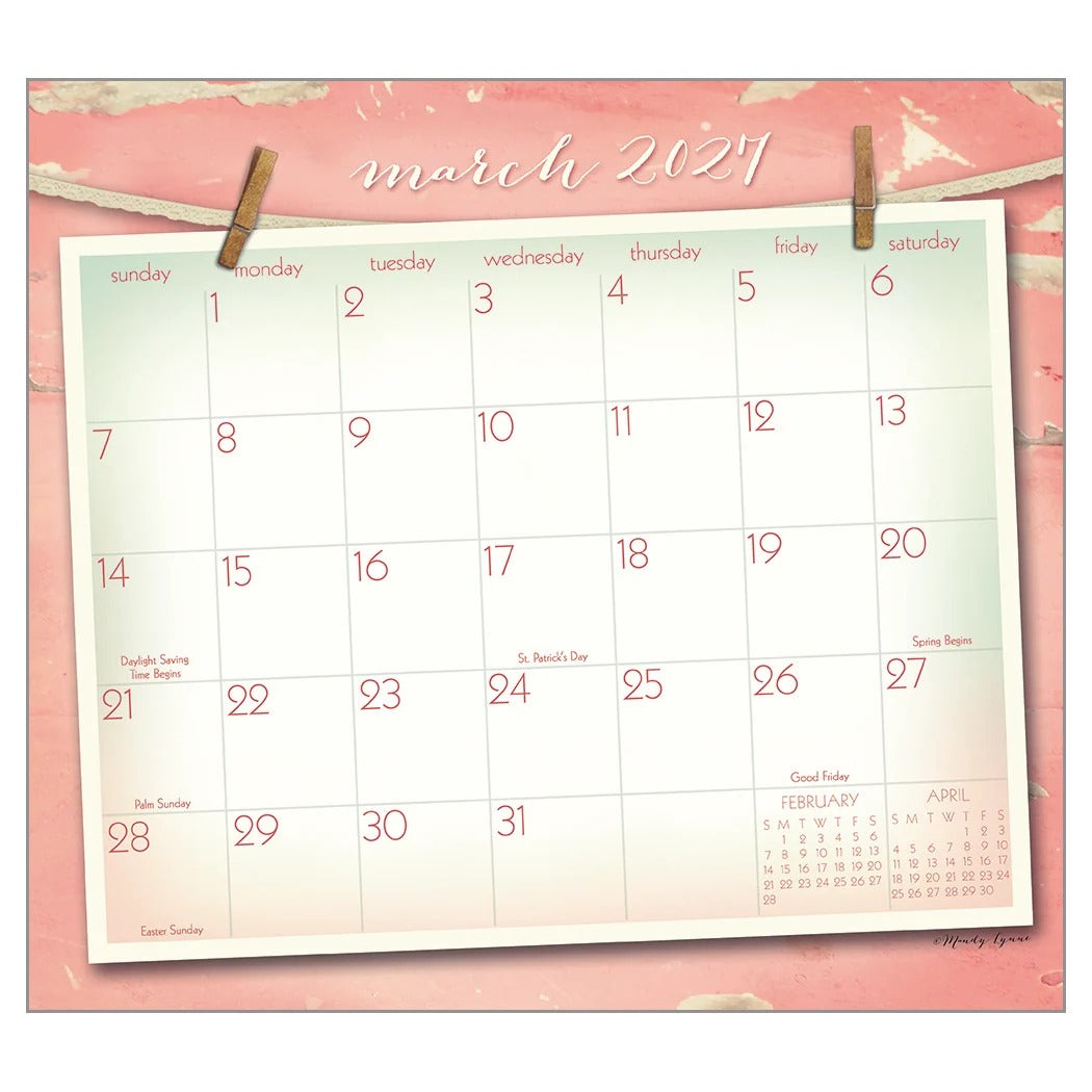 Vintage Pink 2027 Calendar