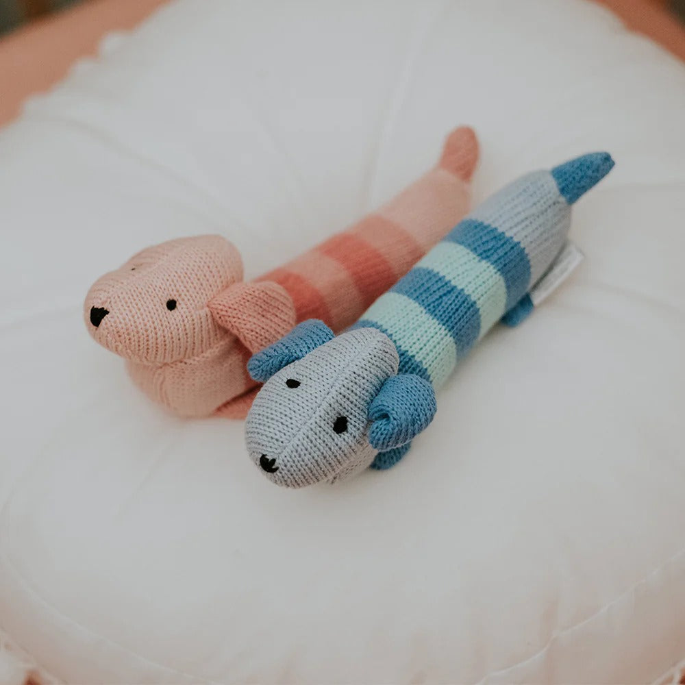 Dachshund Pink Knit Rattle