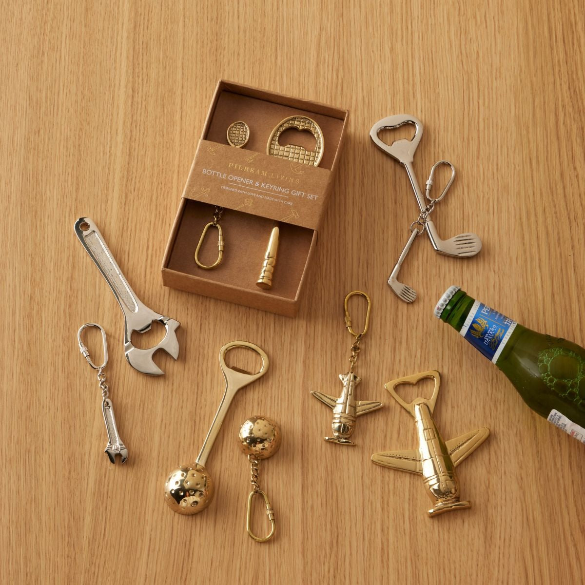 Wrench Bottle Opener & Keyring Set