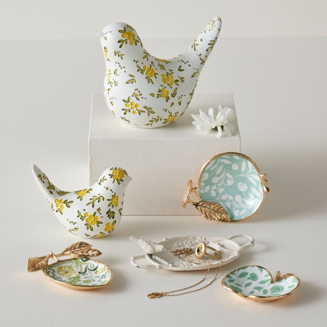 Blooming Bird Sculpture White Sml