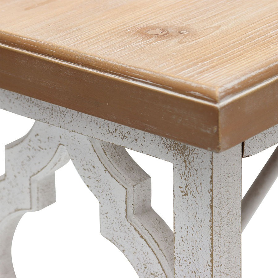 Lorette French Quatrefoil Wooden Bench 112cm