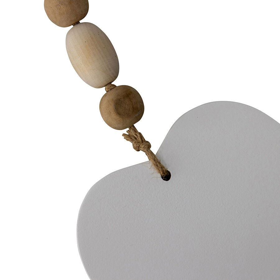 Wooden 72cm Beaded Ornament w/ 2 Hearts