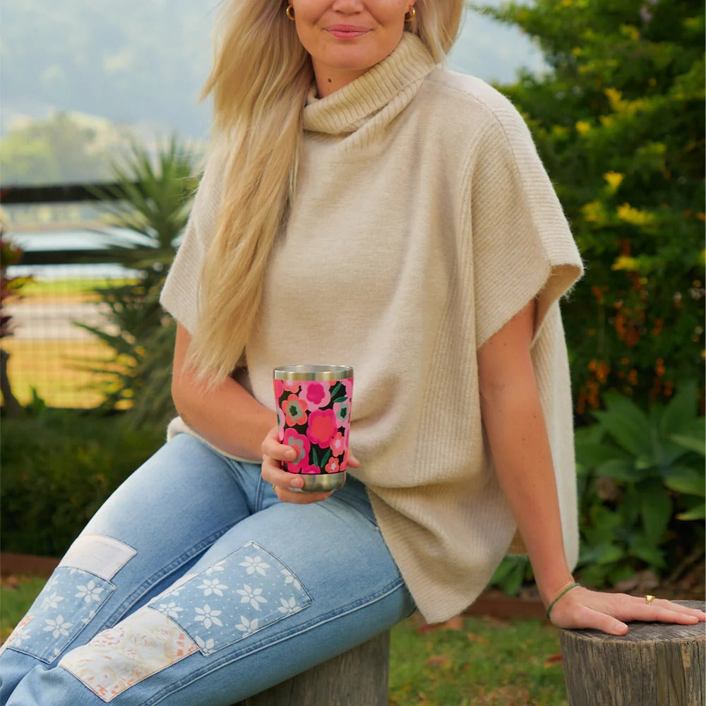 Stainless Steel Coffee Mug Midnight Blooms