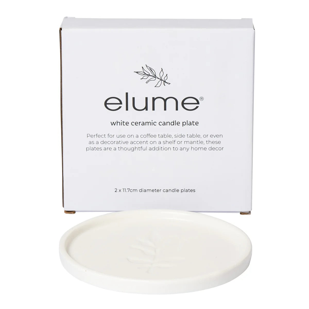 White Ceramic Candle Plate Small 2pk