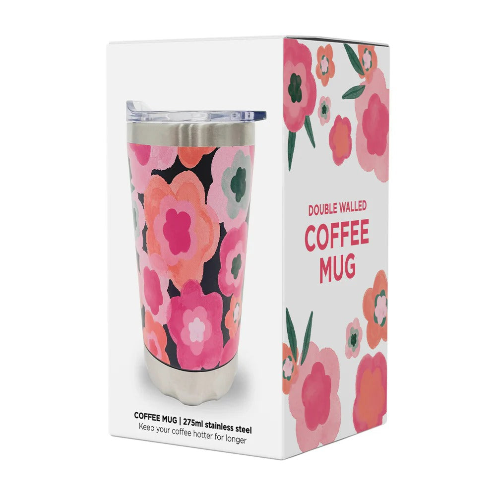 Stainless Steel Coffee Mug Midnight Blooms