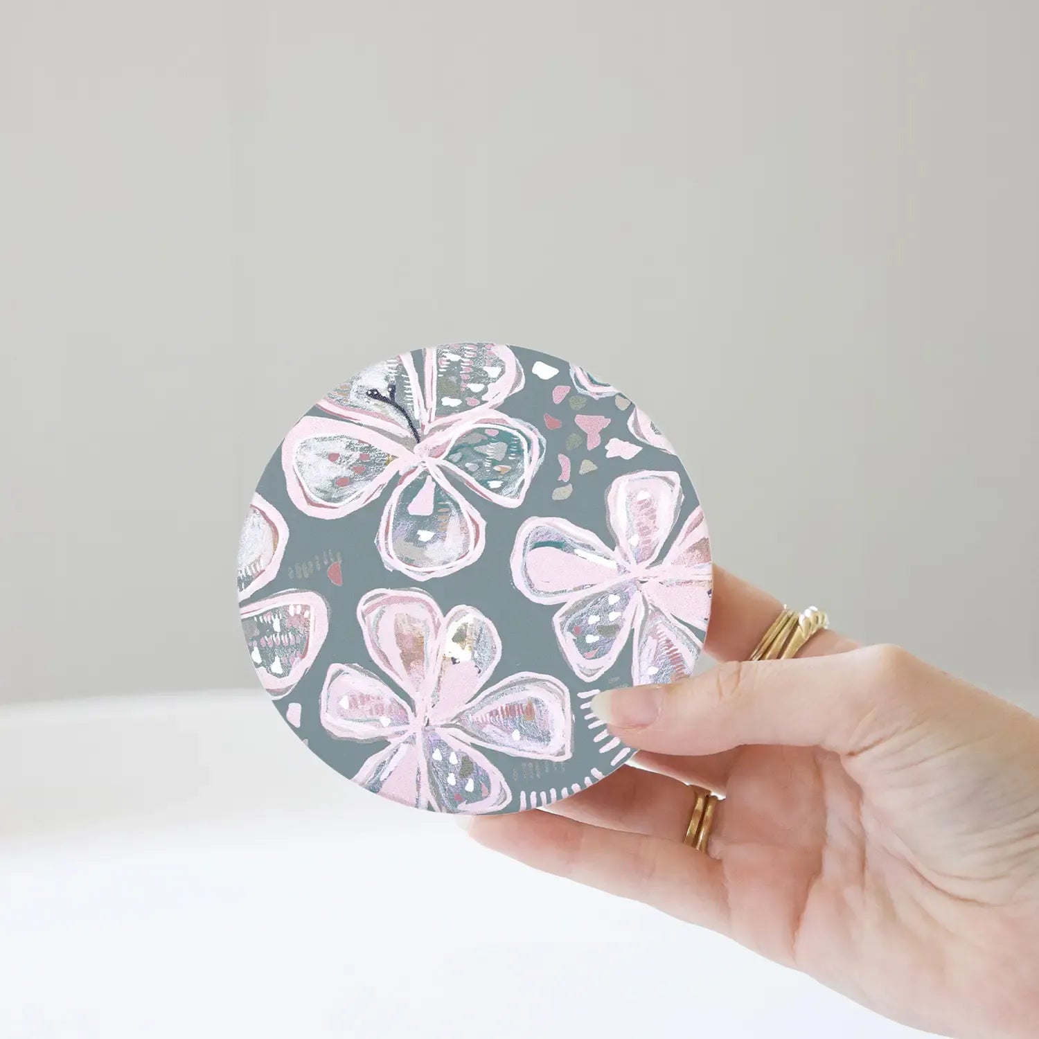 Love, Vera Teal Floral Ceramic Coaster