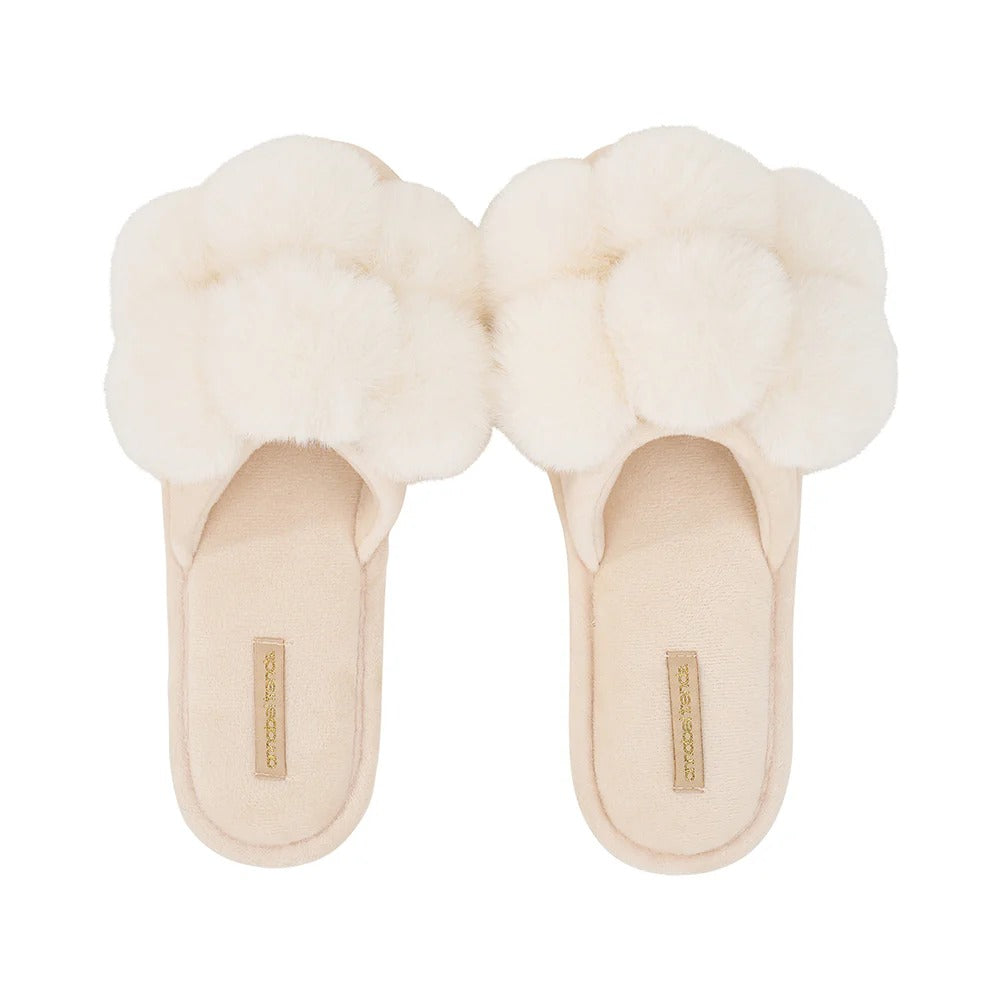 Pom Pom Slippers Ivory S/M