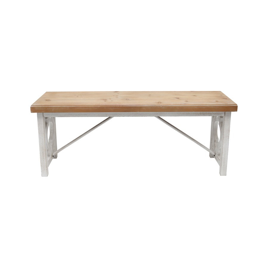 Lorette French Quatrefoil Wooden Bench 112cm