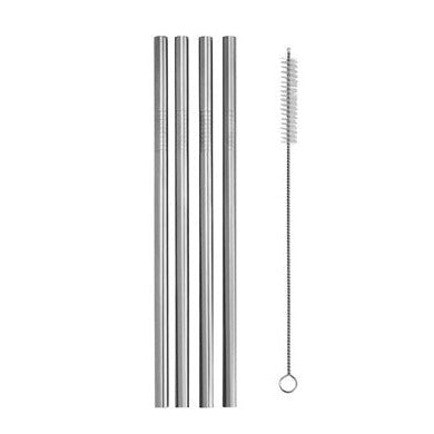 Maxwell & Williams Cocktail n Co Reusable Smoothie Straw Set of 4 With Brush Stainless Steel Gift Boxed