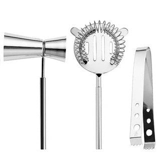 Cocktail n Co Lexington Hammered Bar Tool Set 4pc Silver Gift Boxed