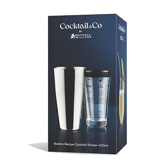  Maxwell & Williams Cocktail n Co Boston Cocktail Recipe Shaker 400ML Gift Boxed