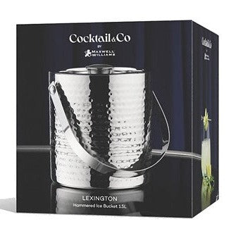  Maxwell & Williams Cocktail n Co Lexington Hammered Ice Bucket 1.5L Silver Gift Boxed