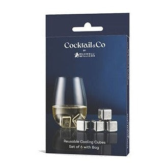 Maxwell & Williams Cocktail n Co Reusable Ice Cubes Set of 6 Stainless Steel Gift Boxed