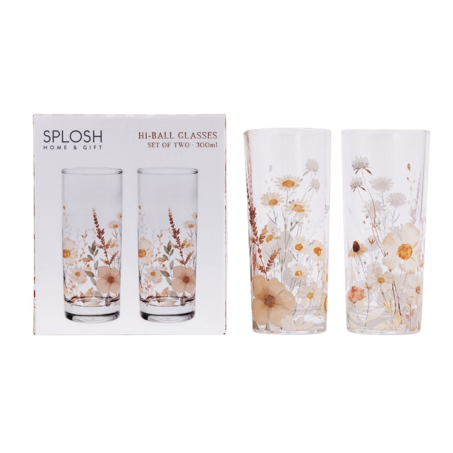 Rustic Meadow Set of 2 Hi-Ball Glasses
