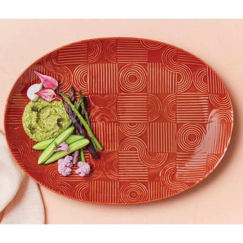Arc Oval Platter 41x30cm Terracotta