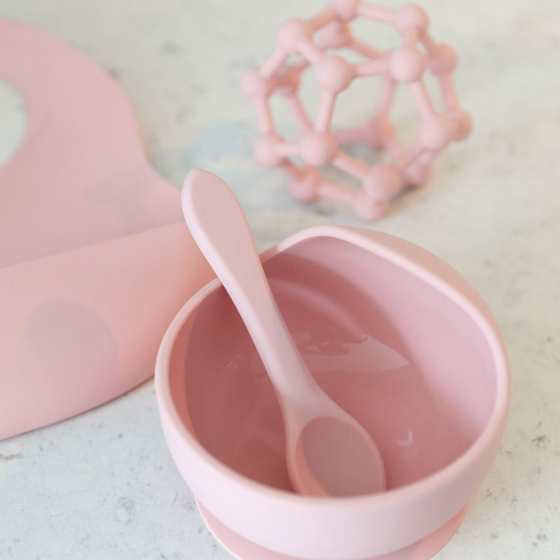 Baby Silicone Dinner Set Gift Boxed Pink