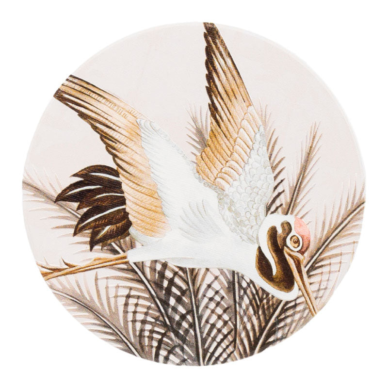 Exotic Brown Crane Ceramic Coaster