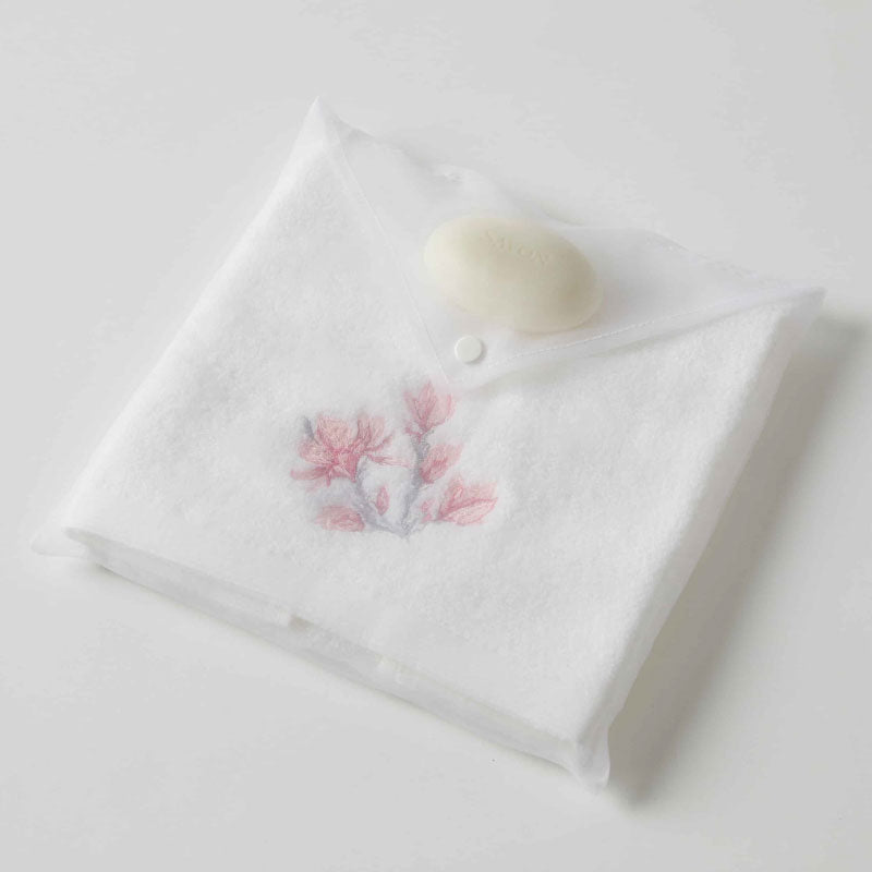 Fleur Hand Towel and Soap In Organza Bag