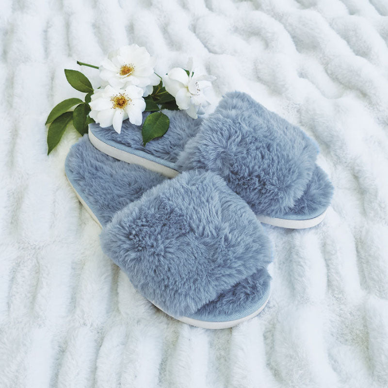 Holly Faux Fur Slippers M-L Blue