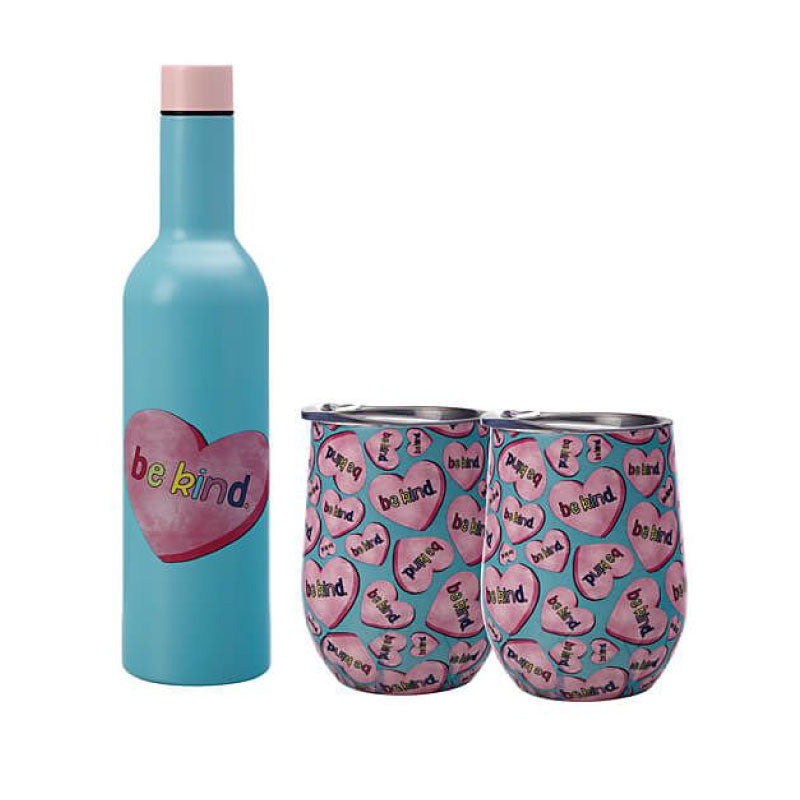 Kasey Rainbow Be Kind Double Wall Insulated Wine Set 3pc Be Kind