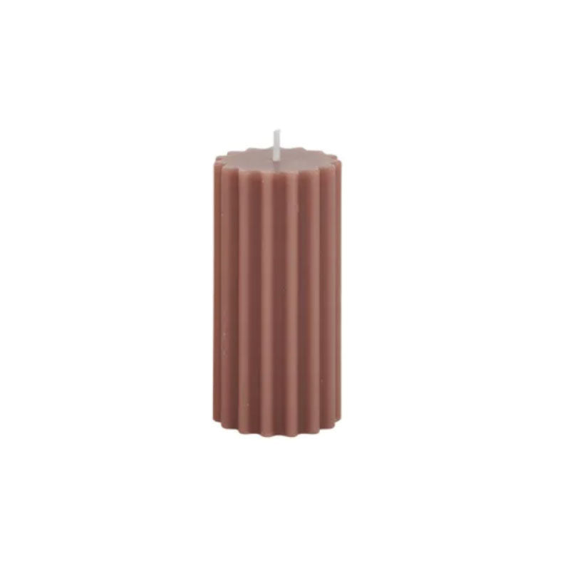 Large Rib Pillar Candle 5x10cm Brown