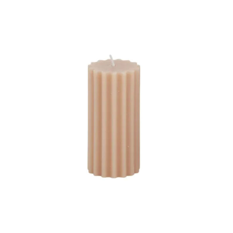 Large Rib Pillar Candle 5x10cm Nude