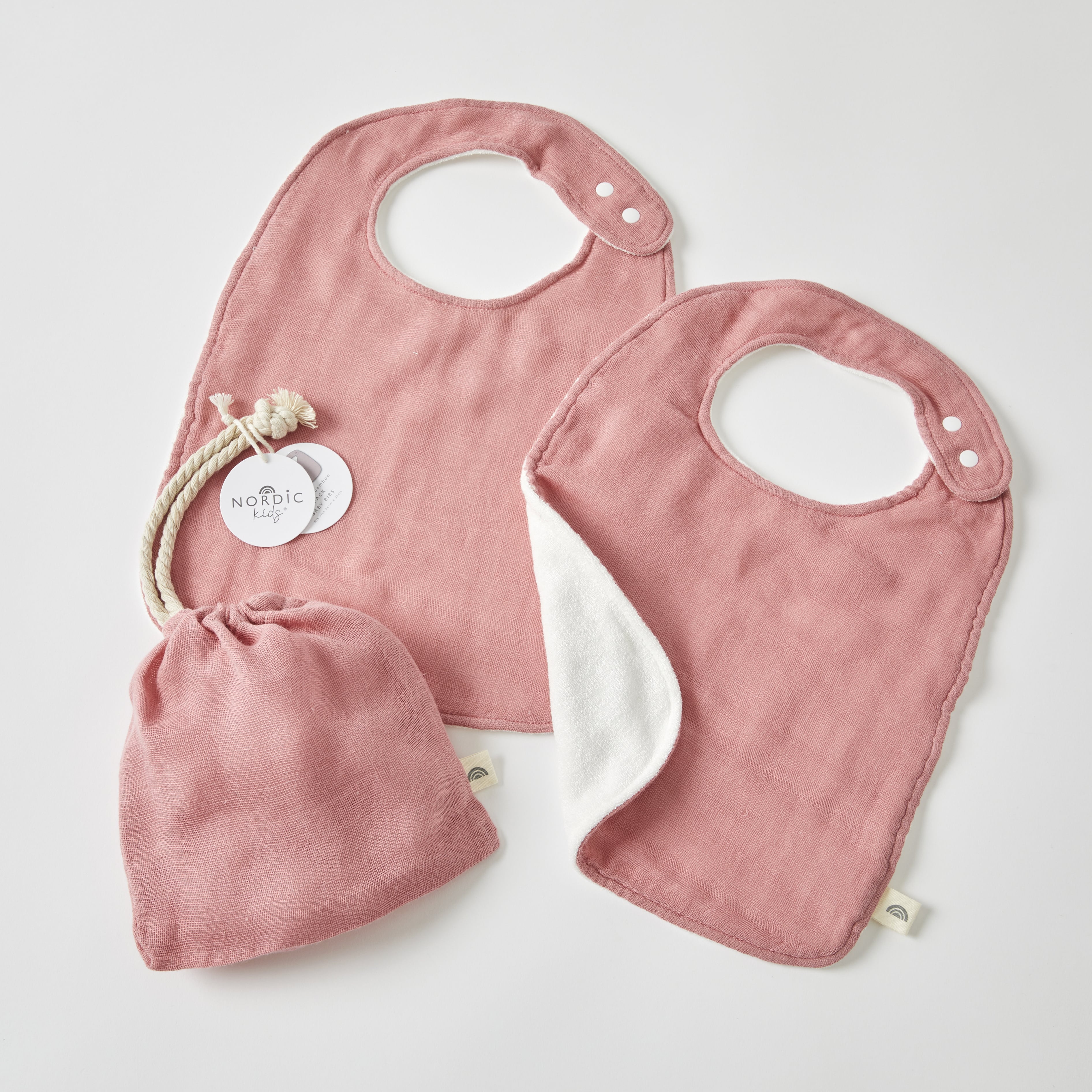 Muslin Baby Bib Set pink 