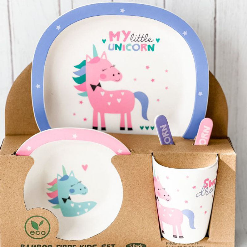 My Little Unicorn Bamboo Kids Dinner Set