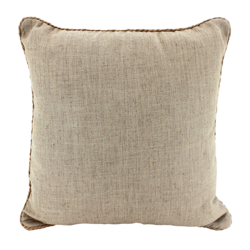 Rope Trimmed Linen Cushion Latte