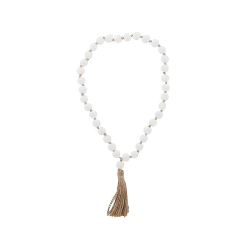 Saffron Wooden Hanging Beads 53cm White
